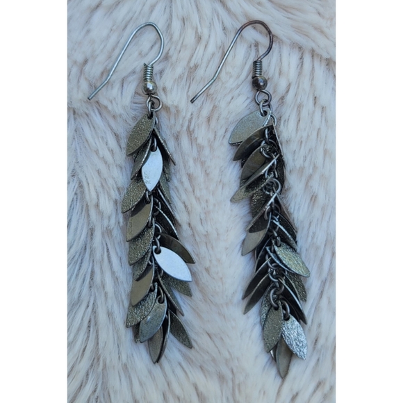 Linear Leaf Drop Earrings - Picture 6 of 17